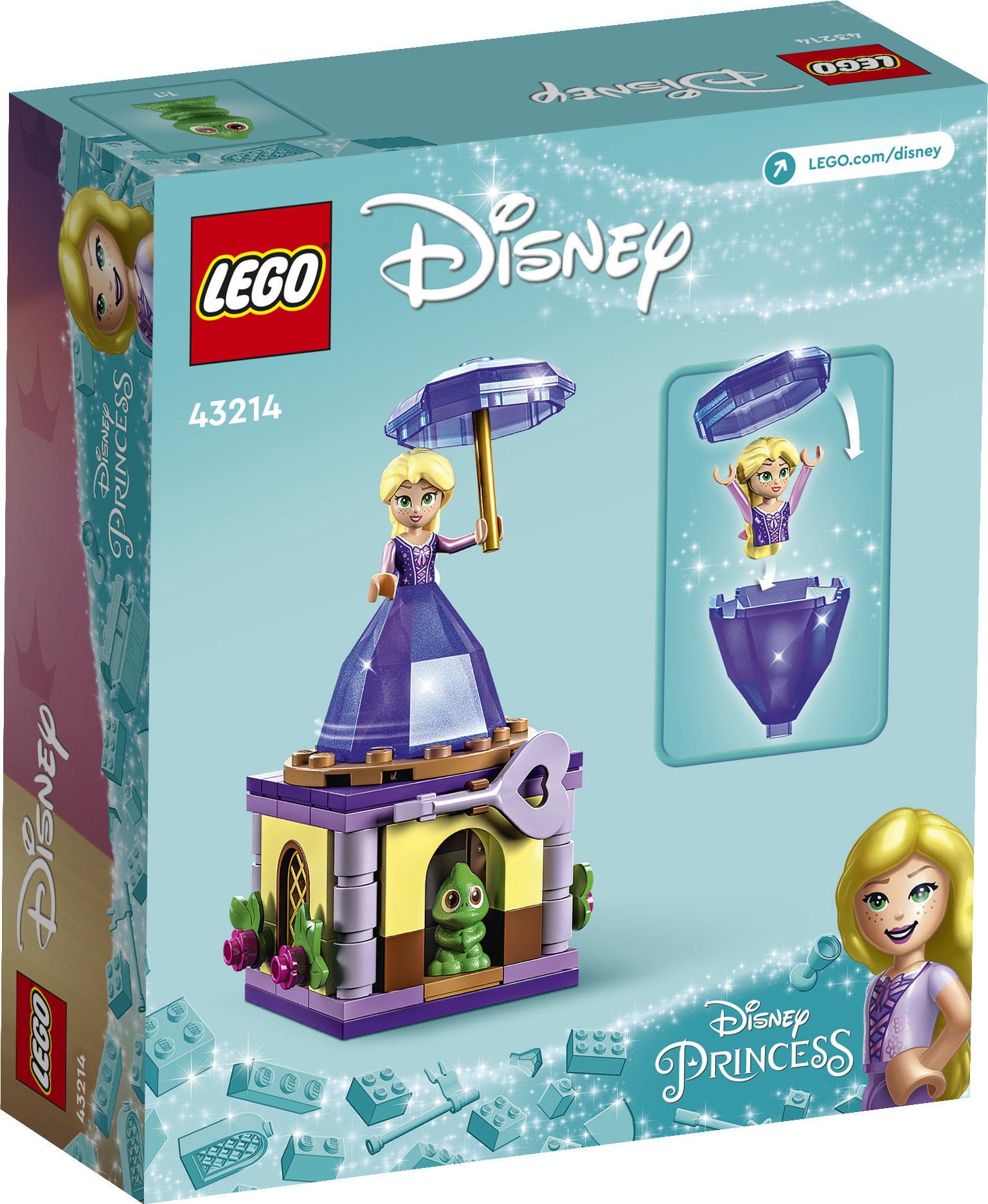 LEGO Disney Princess 43214 Rapunzel Rotante, Giocattolo da Costruire con Mini Bambolina in Abito di Diamante, Giochi Bambini