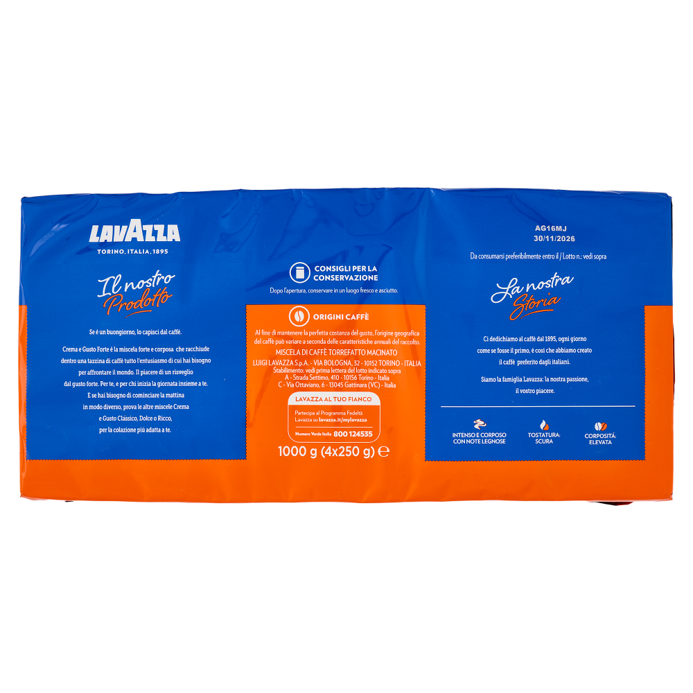 Lavazza crema e gusto Forte Caffè Macinato 4 x 250 g