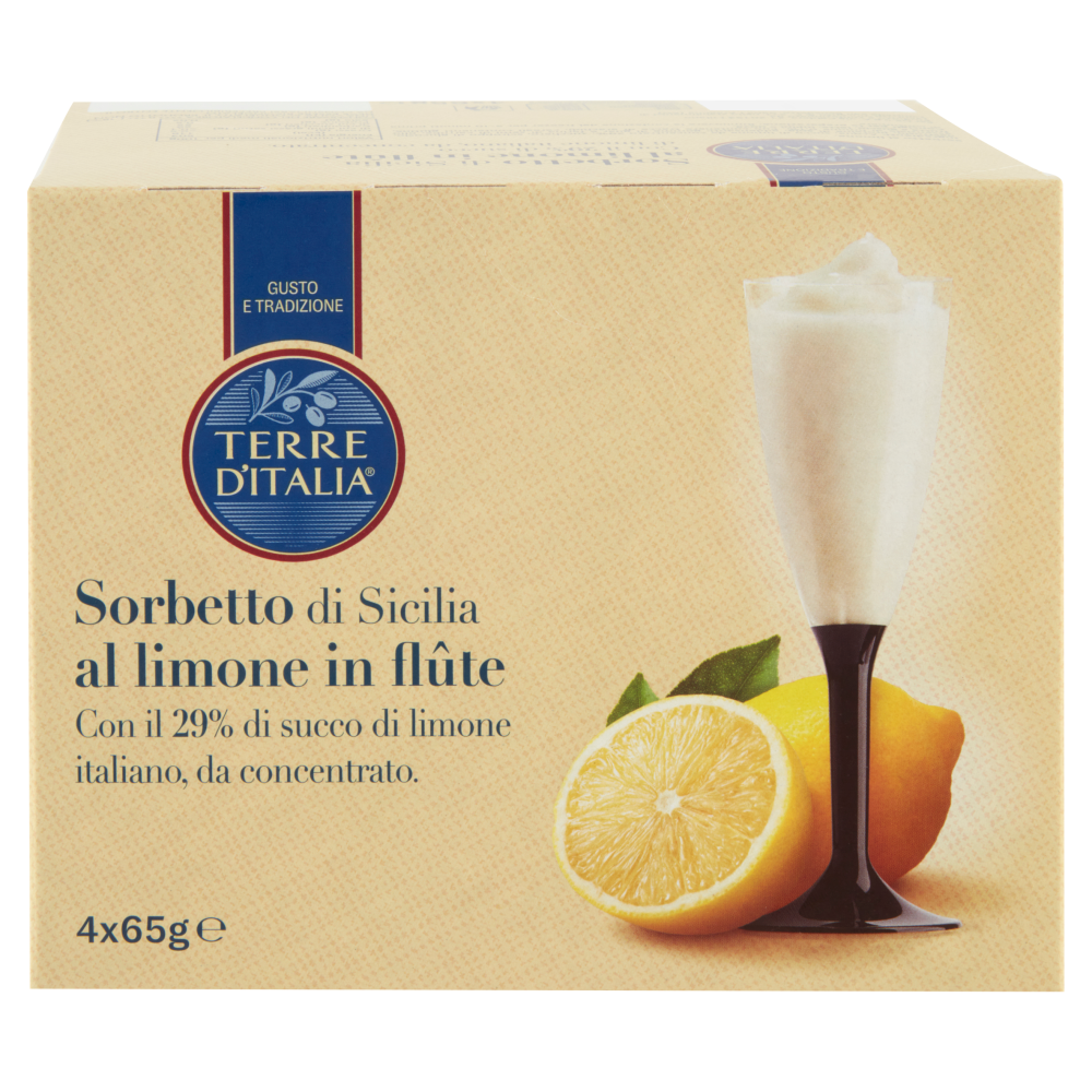 Terre d'Italia Sorbetto di Sicilia al limone in fl&ucirc;te 4 x 65 g