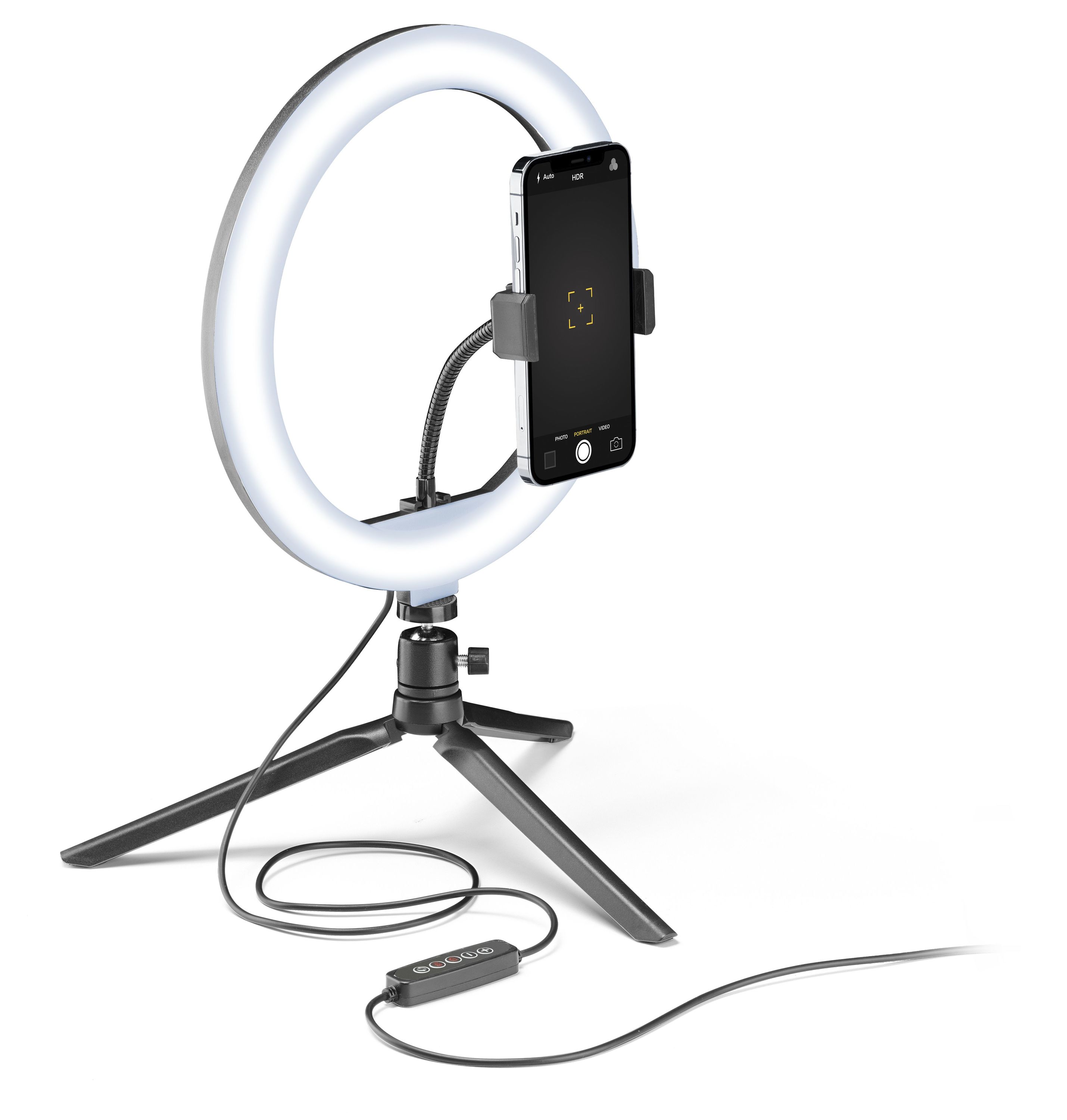 Tech Pop Selfie Ring Multicolor - Universale Anello led con modalità RGB a luminosità regolabile e treppiede per riprese video e selfie