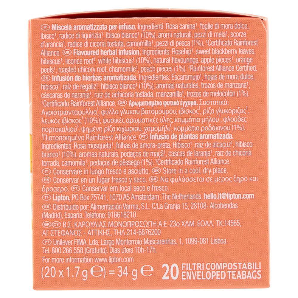 Lipton Pesca & Ibisco Bianco Infuso 20 x 1,7 g