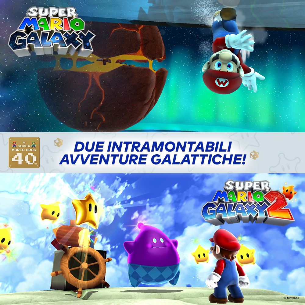 Nintendo Super Mario Galaxy + Super Mario Galaxy 2 Tedesca, DUT, Inglese, ESP, Francese, ITA, Giapponese, Coreano, Portoghese Nintendo Switch