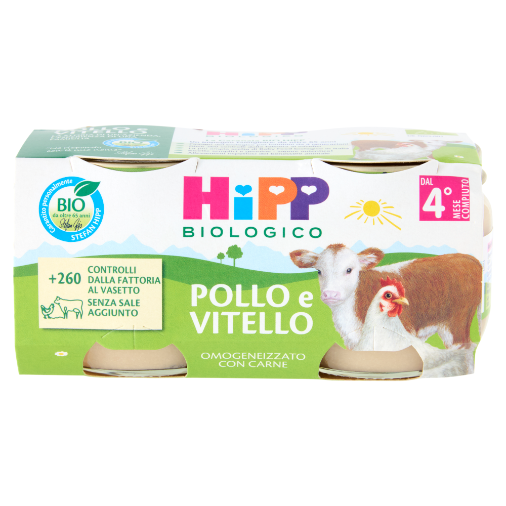HiPP Biologico Pollo e Vitello Omogeneizzato con Carne 2 x 80 g