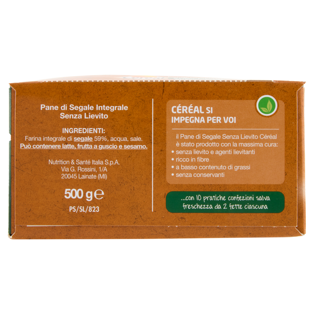 Céréal Senza Lievito Pane di Segale Integrale, solo con Farina di Segale integrale - 500 g