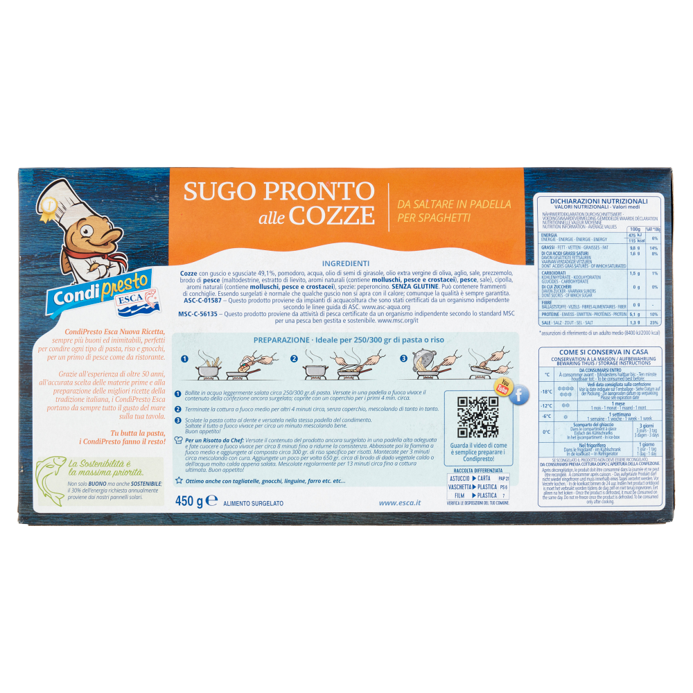 Esca Condipresto Sugo Pronto alle Cozze 450 g