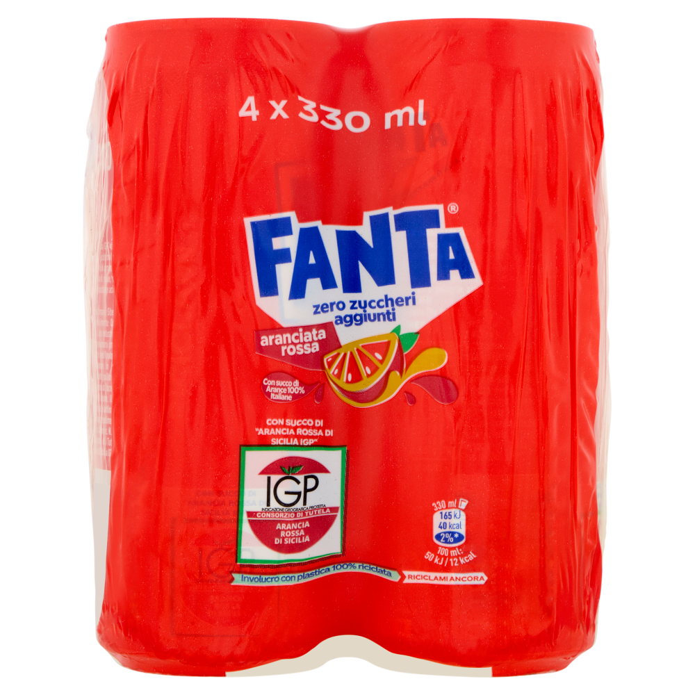 Fanta Zero Blood Orange Can Sleek 4 X 33 cl