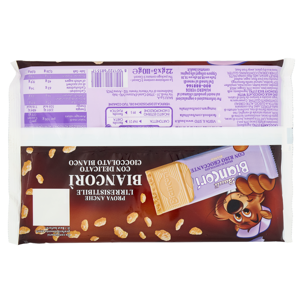 Bauli Ciocorì Snack di Cioccolato con Riso Croccante al Latte 5 x 22 g