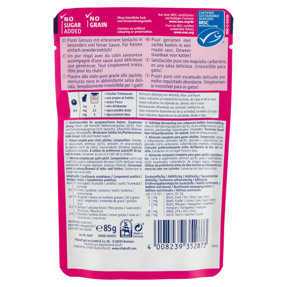 Vitakraft Poésie Délice Sauce con Merluzzo Nero 85 g