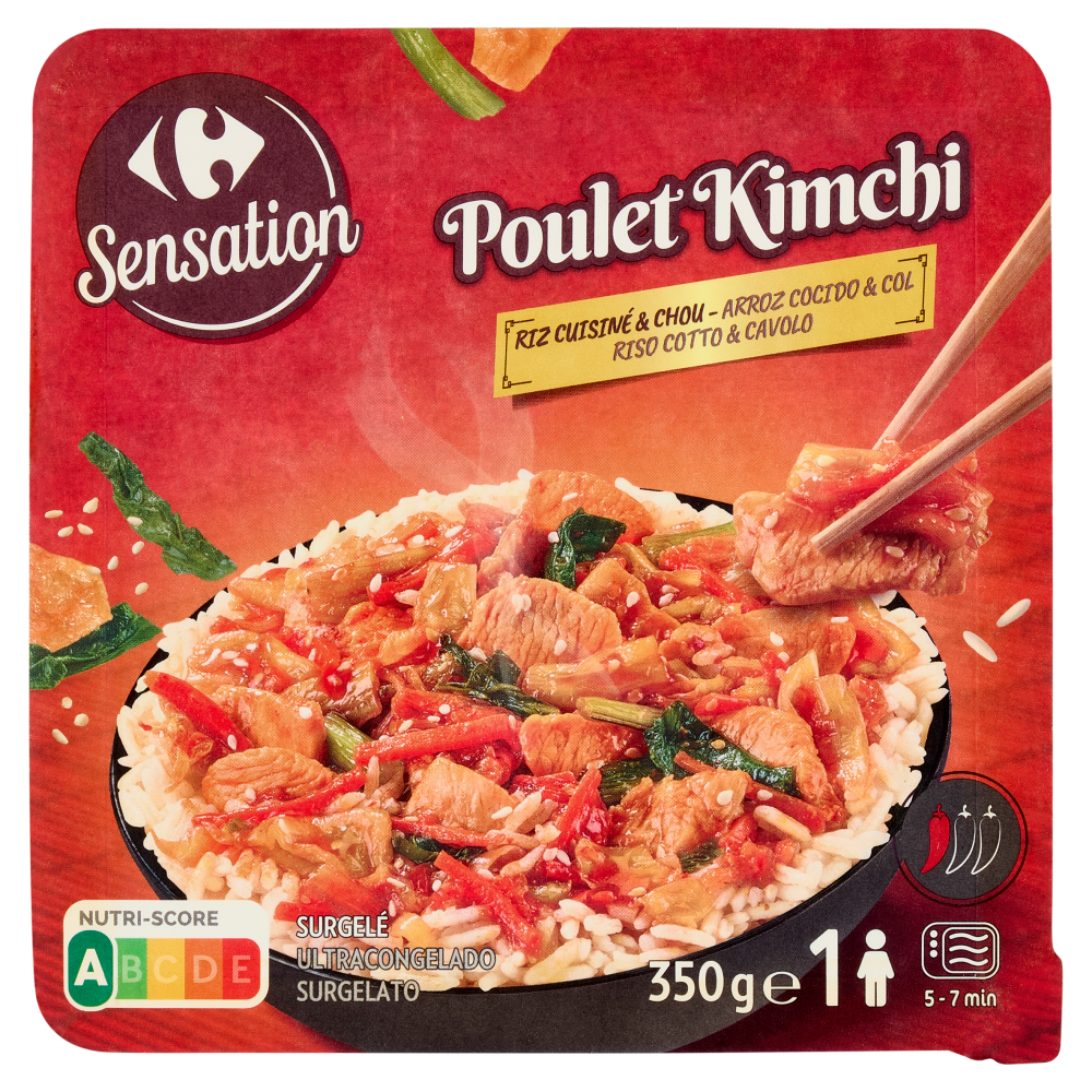 Carrefour Sensation Poulet kimchi Riso Cotto & Cavolo Surgelato 350 g