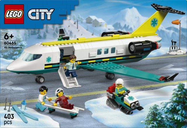 LEGO City 60465 Aereo Ambulanza di Emergenza Giocattolo con 4 Minifigure, Gatto delle Nevi e Accessori, Idea Regalo 6+ Anni