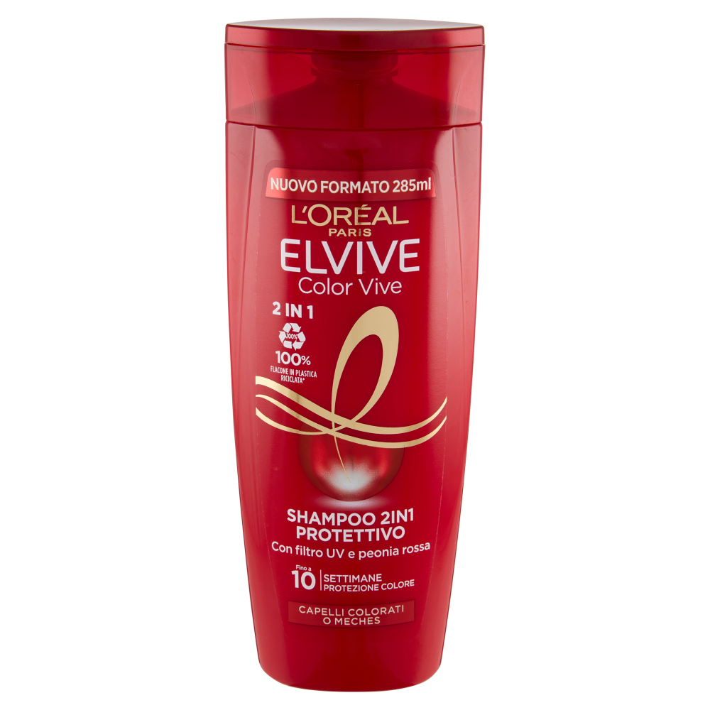 L'Or&eacute;al Paris Shampoo 2in1 Elvive Color Vive, Per Capelli Colorati, 285 ml