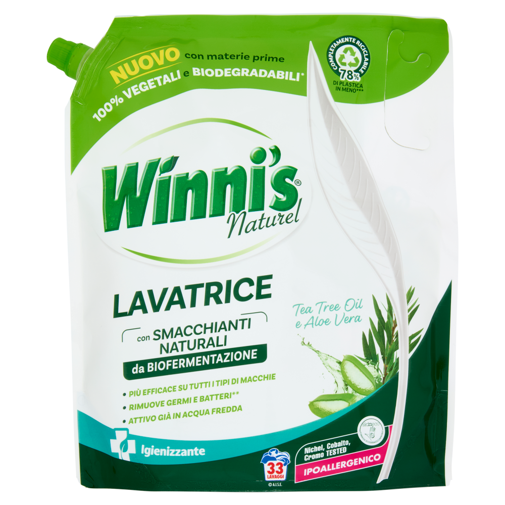 Winni's Naturel Lavatrice Igienizzante Tea Tree Oil e Aloe Vera pouch 33 Lavaggi 1,485 l