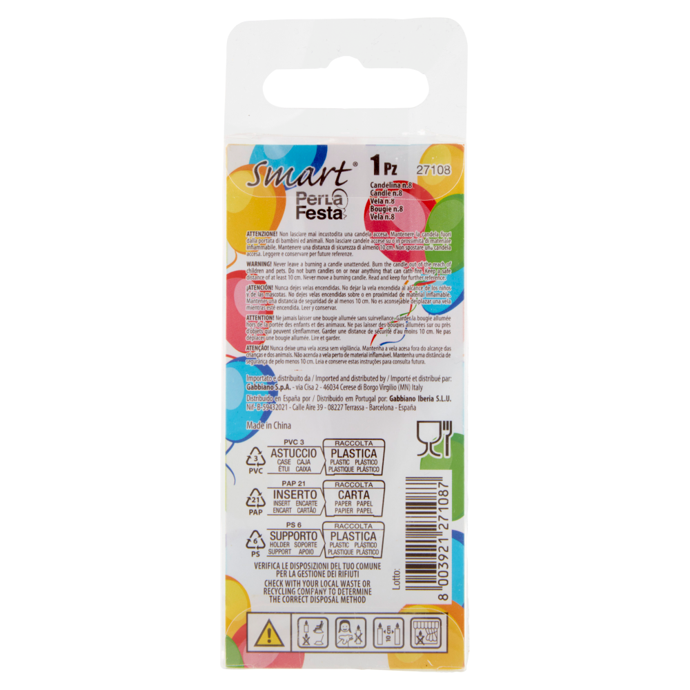 Smart PerLa Festa Candelina Numerale 8 1 pz