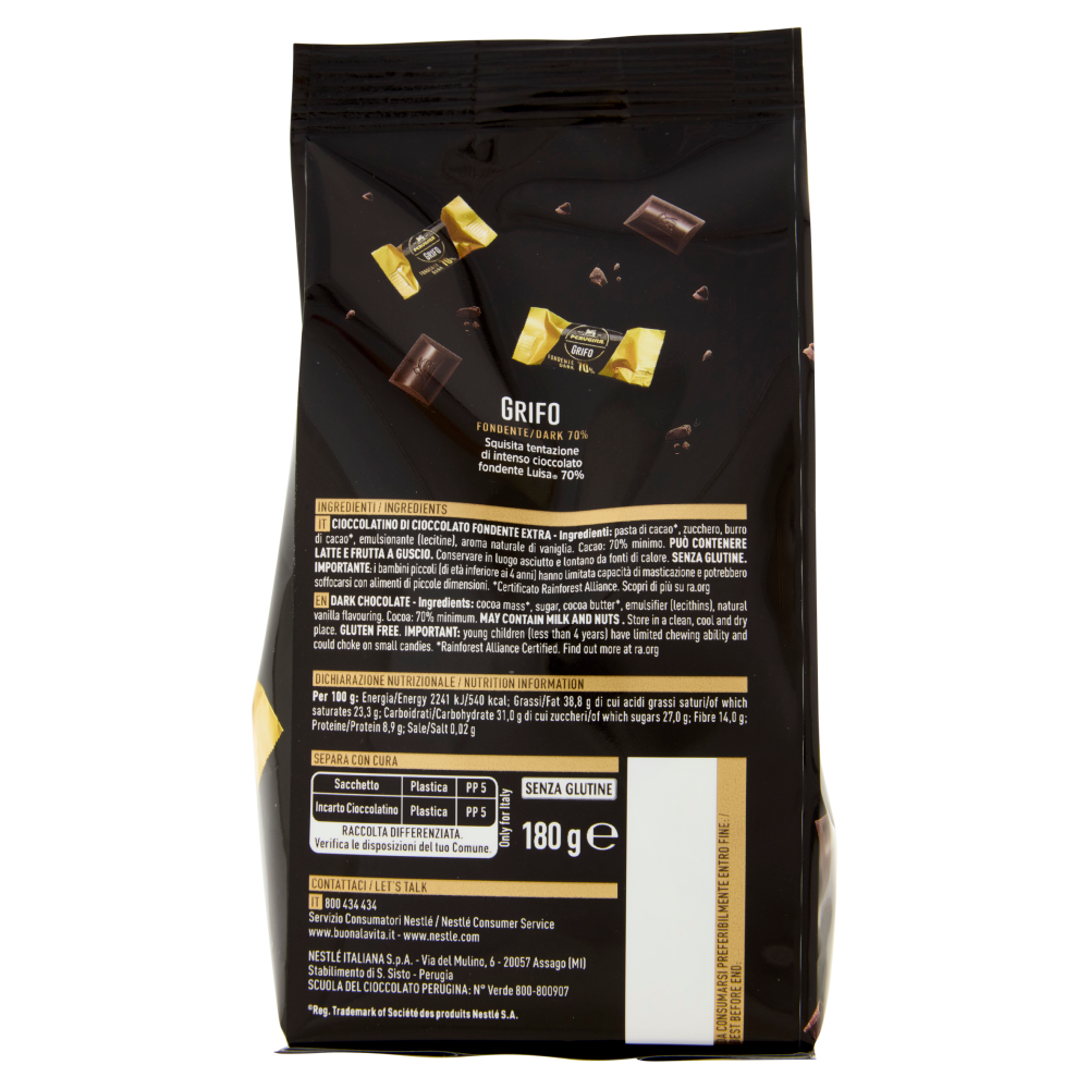 PERUGINA Grifo Fondente 70% Cioccolatini Fondenti Sacchetto 180g