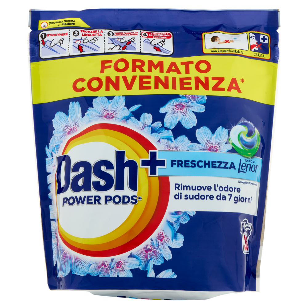 Dash Power Pods Detersivo Lavatrice Capsule + Tocco Lenor Risveglio Primaverile, 38 Lavaggi 809,4 g