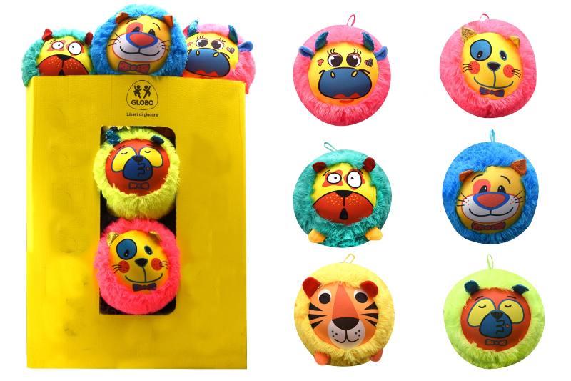 GLOBO Palla animale peluche gonfia 30 pz &Oslash; 23 cm 6 assortiti