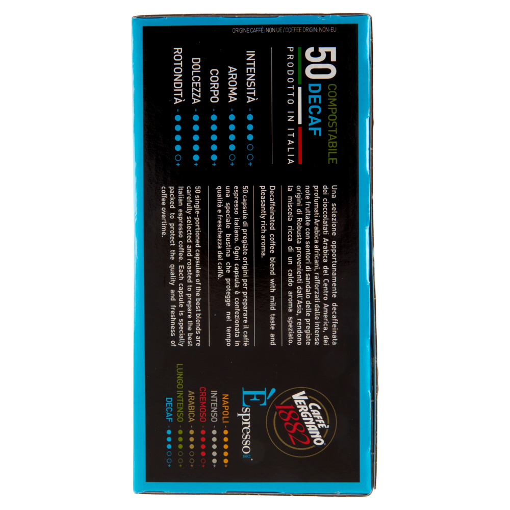 Caff&egrave; Vergnano 1882 &Egrave;spresso1882 Decaf Compostabile** Capsule Compatibili Nespresso* 50 x 5 g