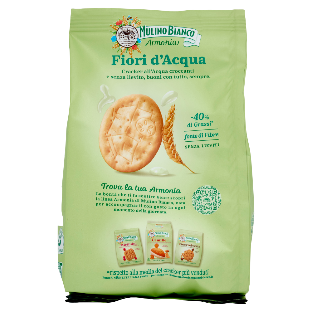 Mulino Bianco Armonia Fiori d'Acqua Cracker Senza Lievito Ricchi di Fibre 250g
