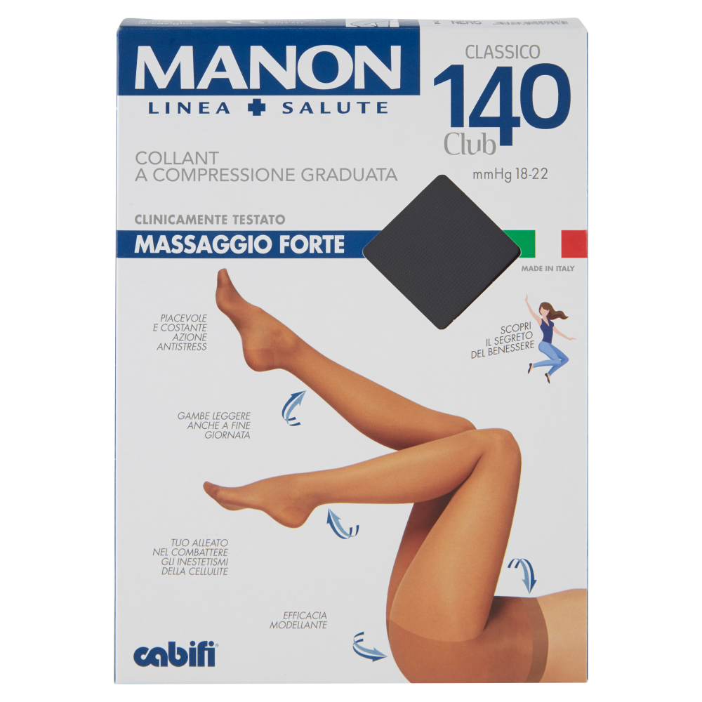 Manon Linea Salute Classico 140 Club Massaggio Forte Tg 2 Colore Nero
