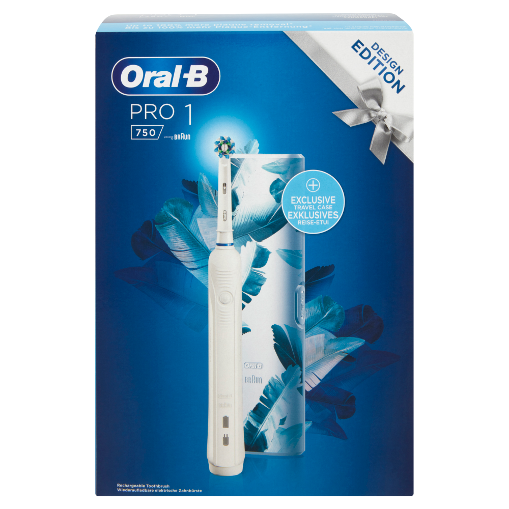 Oral-B Power Spazzolino Elettrico Ricaricabile Pro 1 750 White Design Edition + Custodia Viaggio