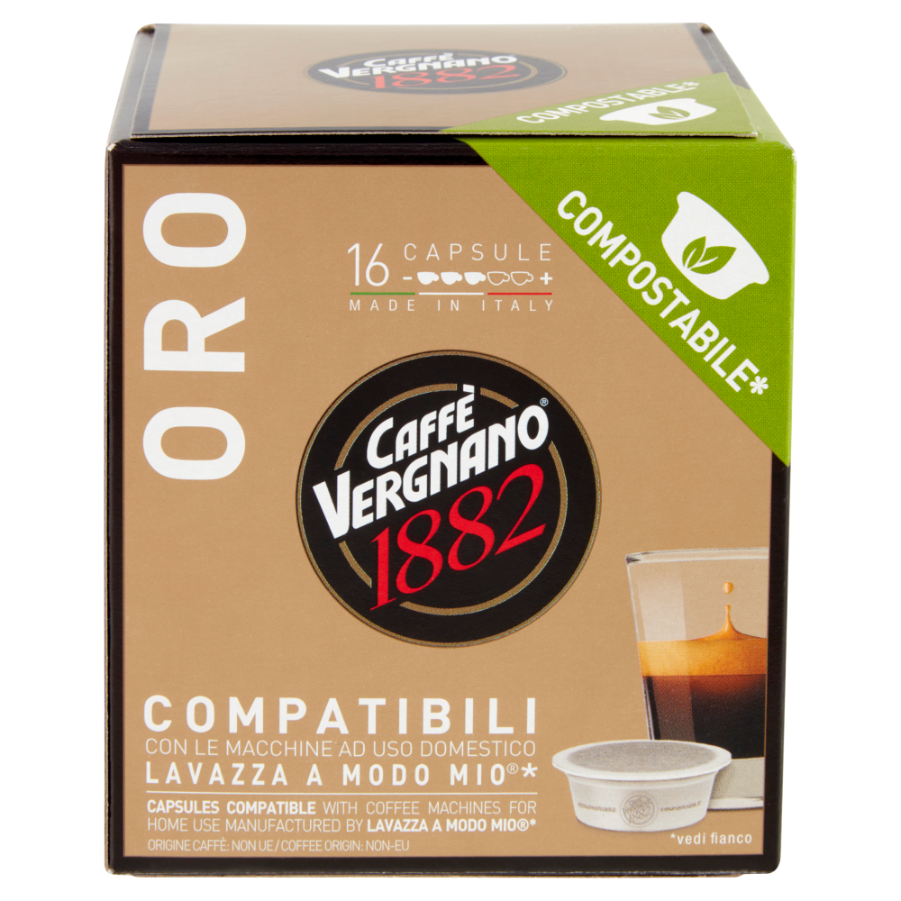 Caff&egrave; Vergnano 1882 Oro Compostabile** Capsule Compatibili Lavazza a Modo Mio* 16 x 7,5 g