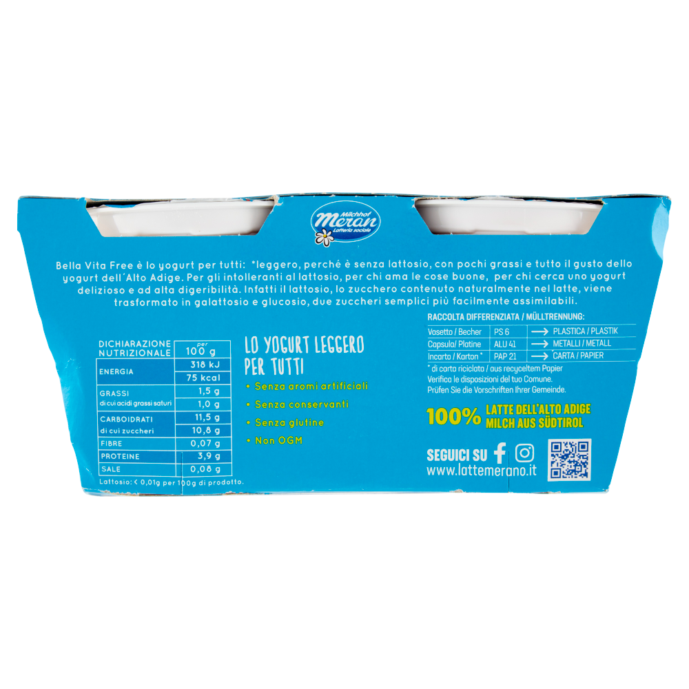 bella vita free Senza Lattosio Fragola 2 x 125 g