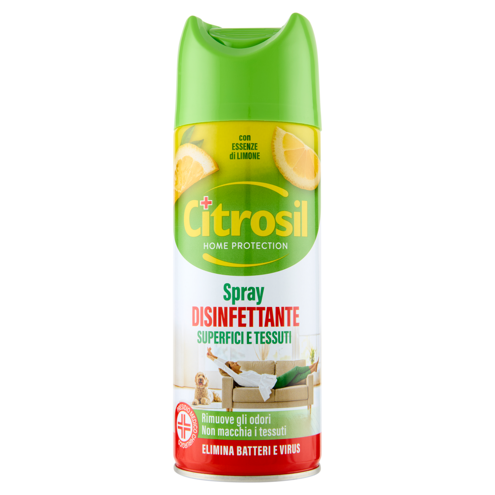 Citrosil Home Protection Spray Disinfettante Superfici e Tessuti con Essenze di Limone 300 ml