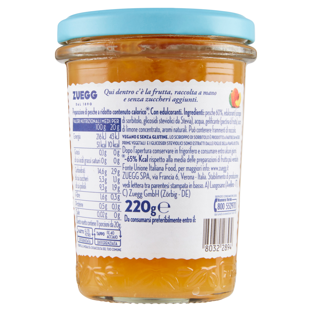 Zuegg Zero Zuccheri Aggiunti* Pesche 220 g