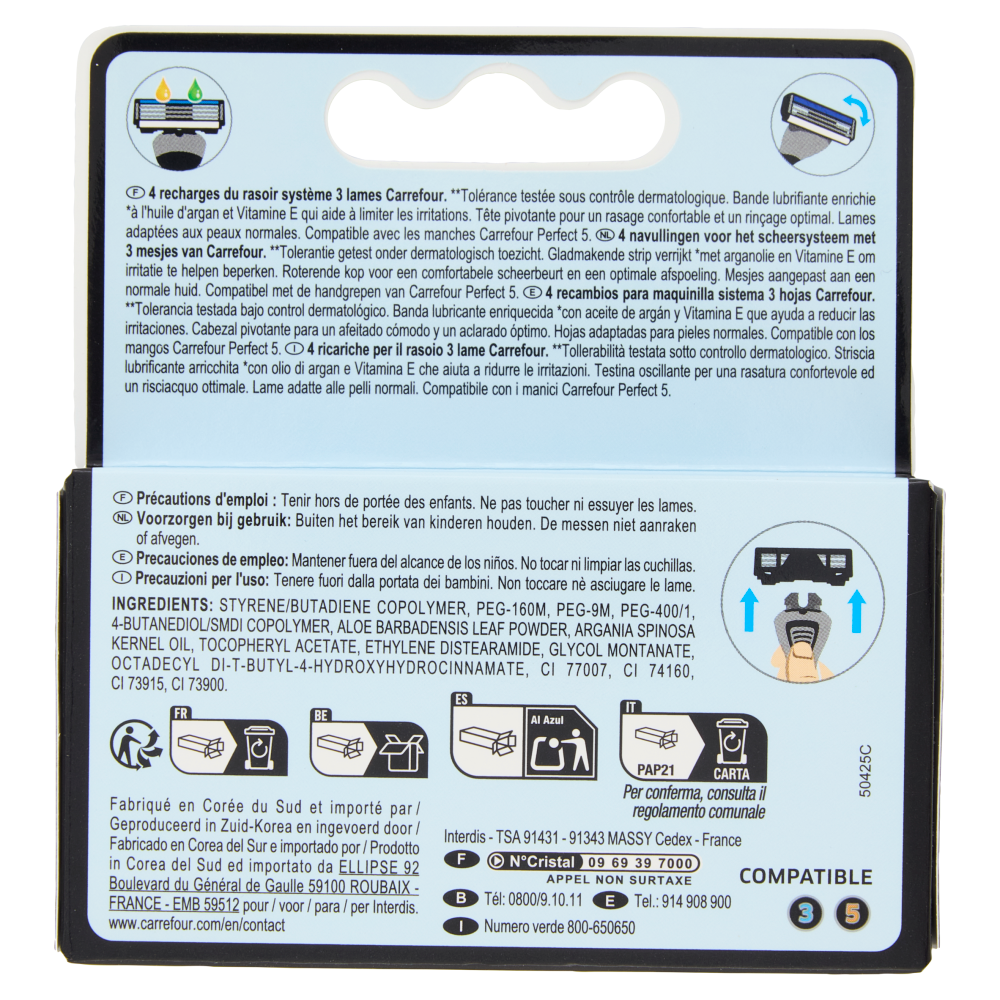 Carrefour Men System 3 Ricariche 4 pz