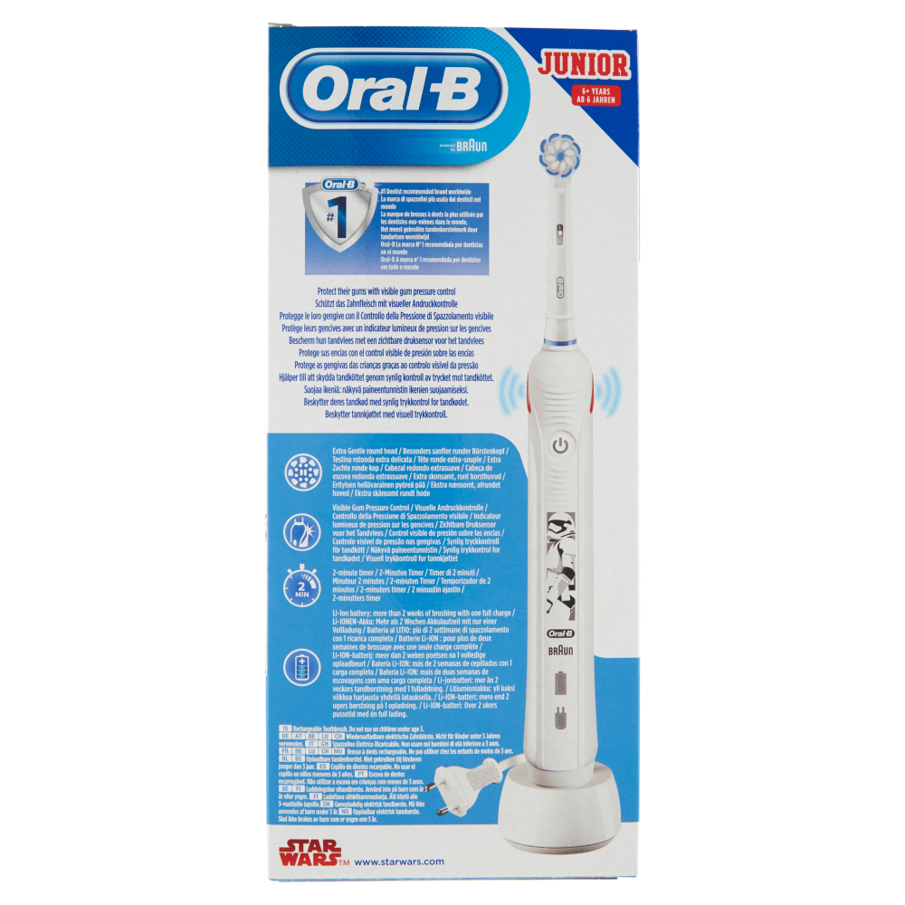 Oral-B Spazzolino Elettrico Ricaricabile Junior +6 anni con Personaggi di Star Wars