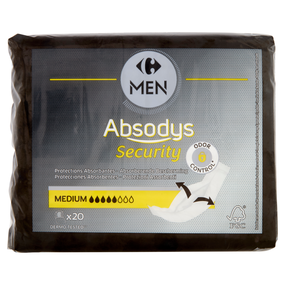 Carrefour Men Absodys Security Protezioni Assorbenti Medium 20 pz