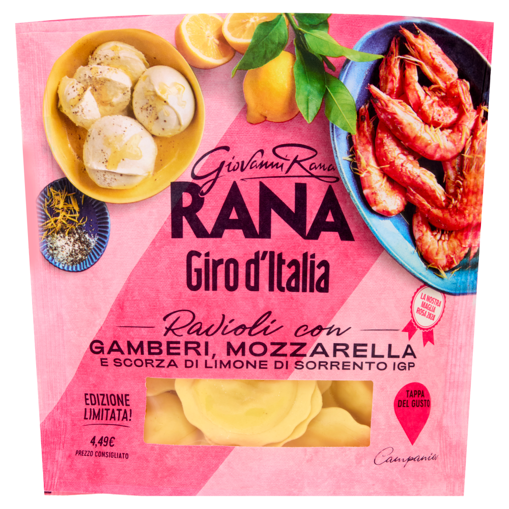 Giovanni Rana Giro d'Italia Ravioli con Gamberi, Mozzarella e Scorza di Limone di Sorrento IGP 250 g