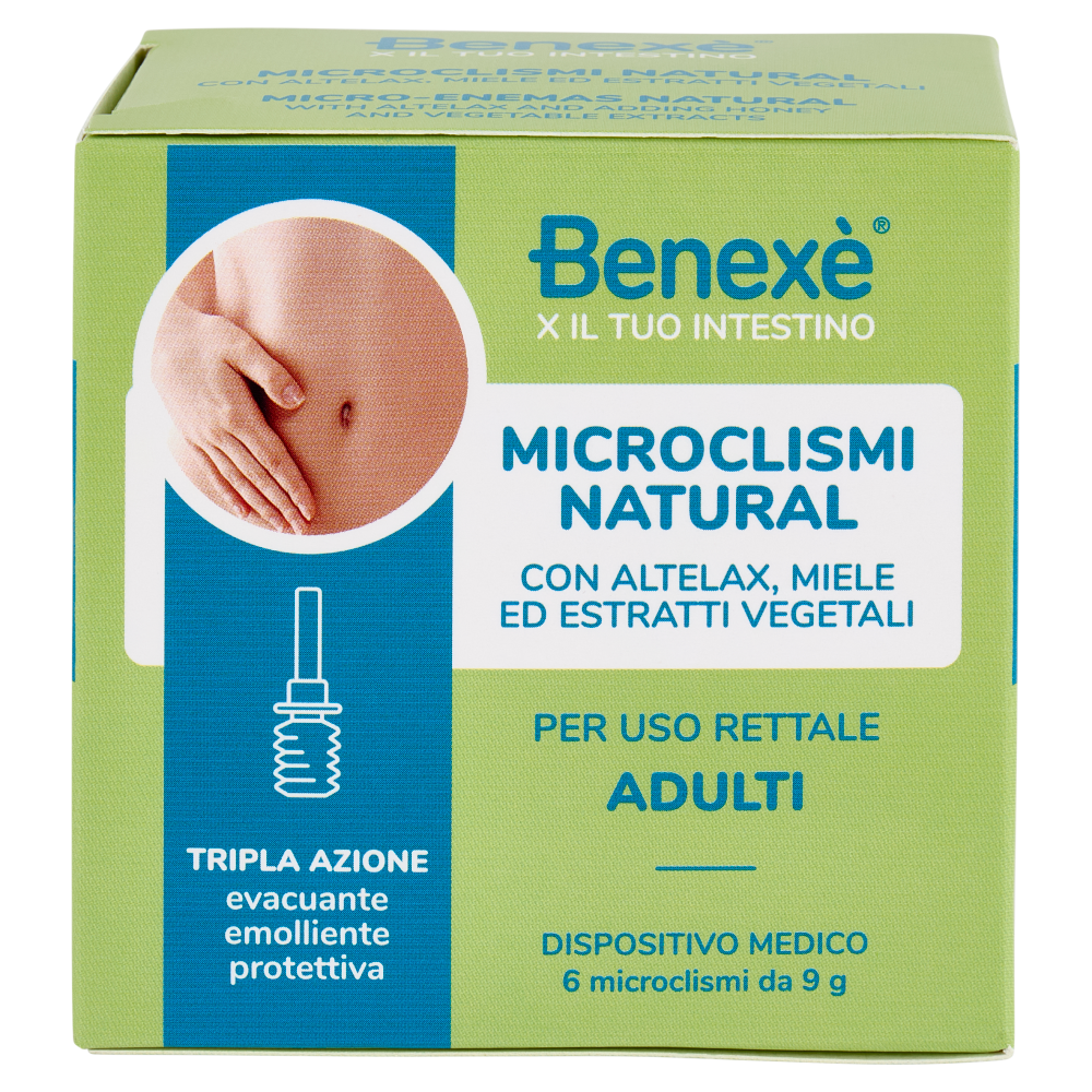 Benex&egrave; X il Tuo Intestino Microclismi Natural per Uso Rettale Adulti 6 x 9 g