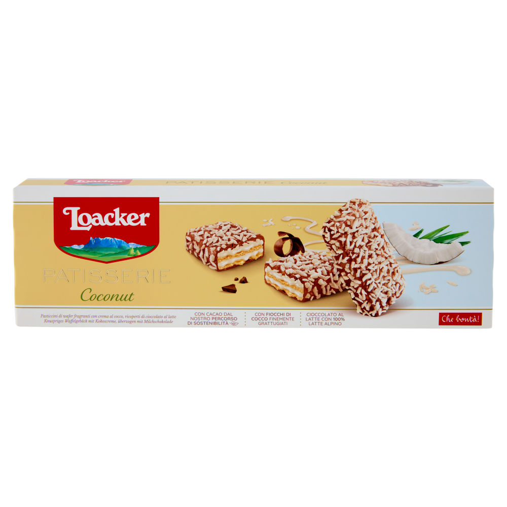Loacker Patisserie Coconut Wafer con crema al Cocco ricoperti di Cioccolato Latte Wafers 100g