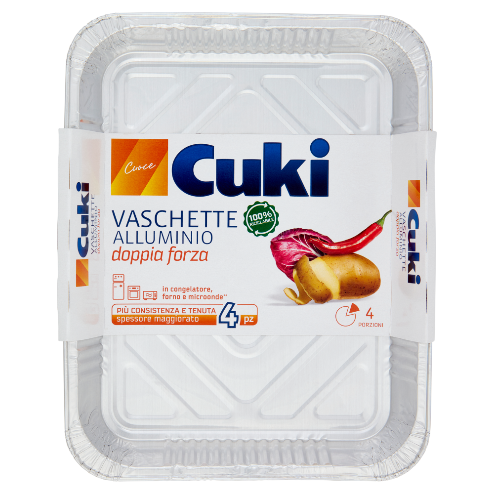 Cuki Cuoce Vaschette Alluminio doppia forza 4 Porzioni 4 pz
