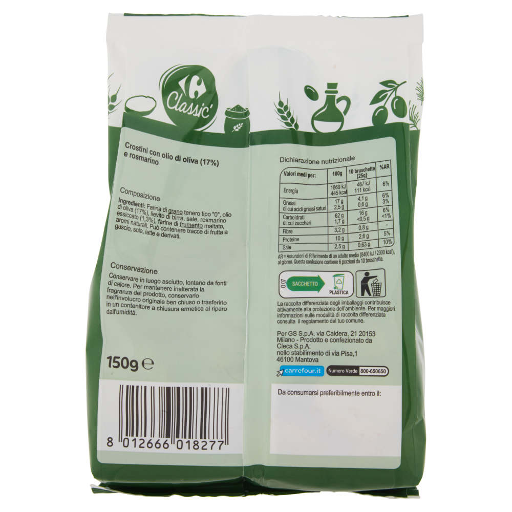 Carrefour Classic Bruschette al Rosmarino 150 g