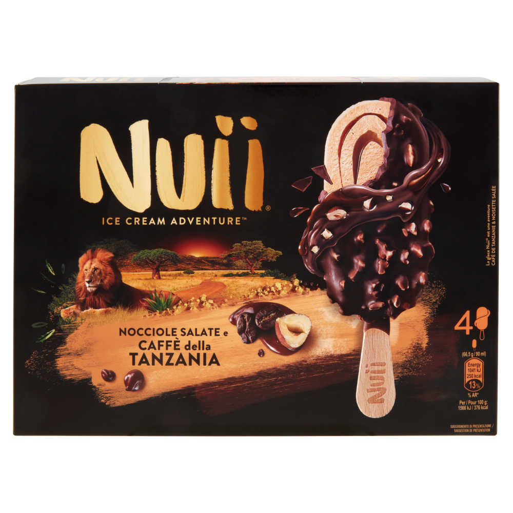 NUII Nocciole Salate e Caff&egrave; della Tanzania 4 x 66,5 g