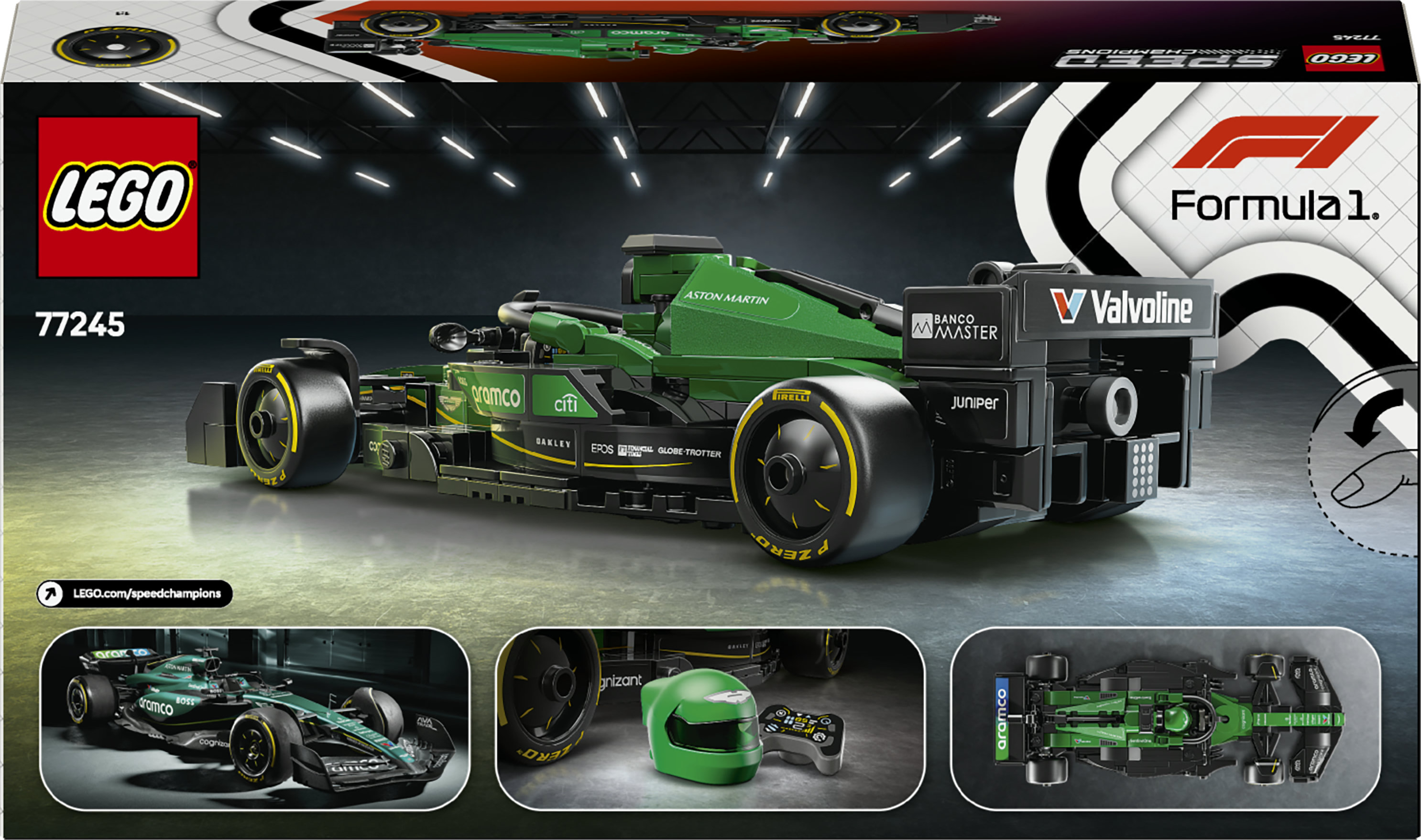 LEGO Speed Champions 77245 Auto da Corsa Aston Martin Aramco F1 AMR24 Macchina Giocattolo da Collezione con Pilota da 10+