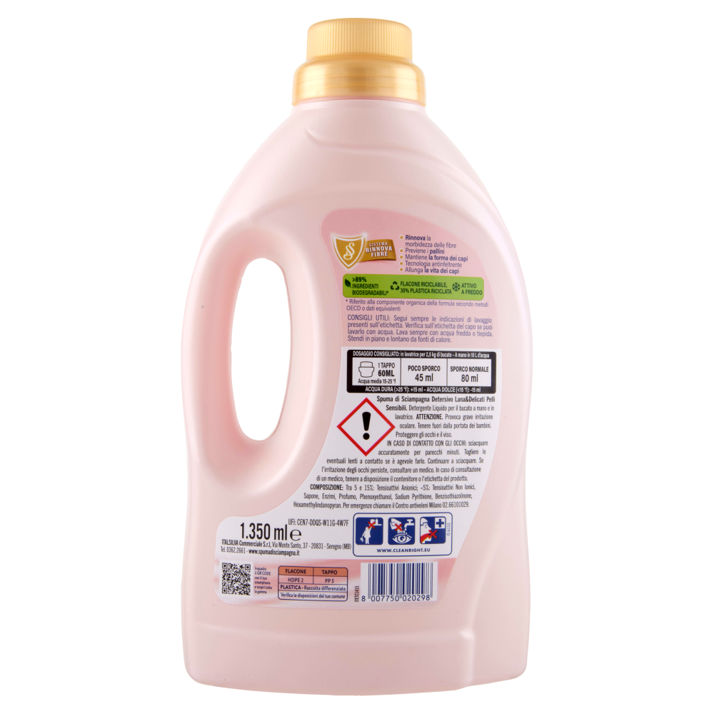 Spuma di Sciampagna Detersivo Lana & Delicati 1350 ml