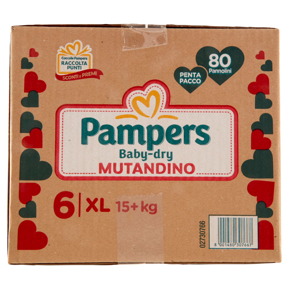  Pampers Baby-dry Mutandino XL 80 pz