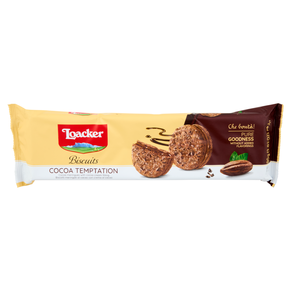 Loacker Biscuits Cocoa Temptation Biscotti meringati con crema al Cacao 80g