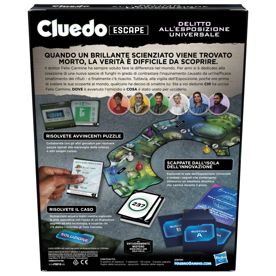 Cluedo Escape - Delitto all'Esposizione Universale, gioco da tavolo, giochi in versione escape room da risolvere 1 volta sola, giochi di mistero, dai 10 anni in su