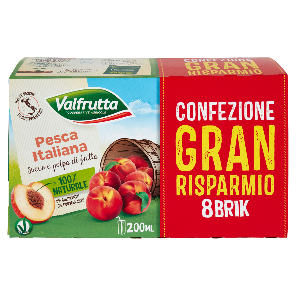 Valfrutta Pesca Italiana Succo e polpa di frutta 8 x 200 ml