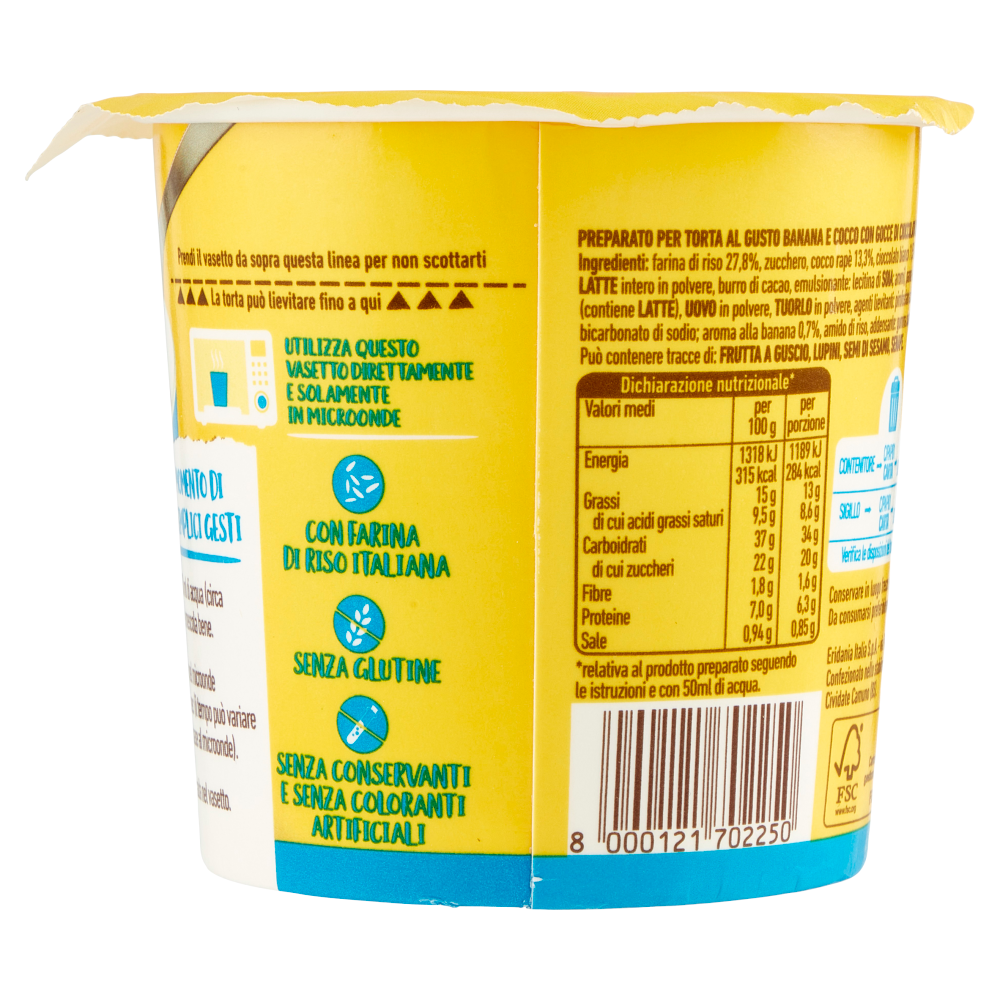 Eridania Torta Subito! Gusto Banana e Cocco 60 g