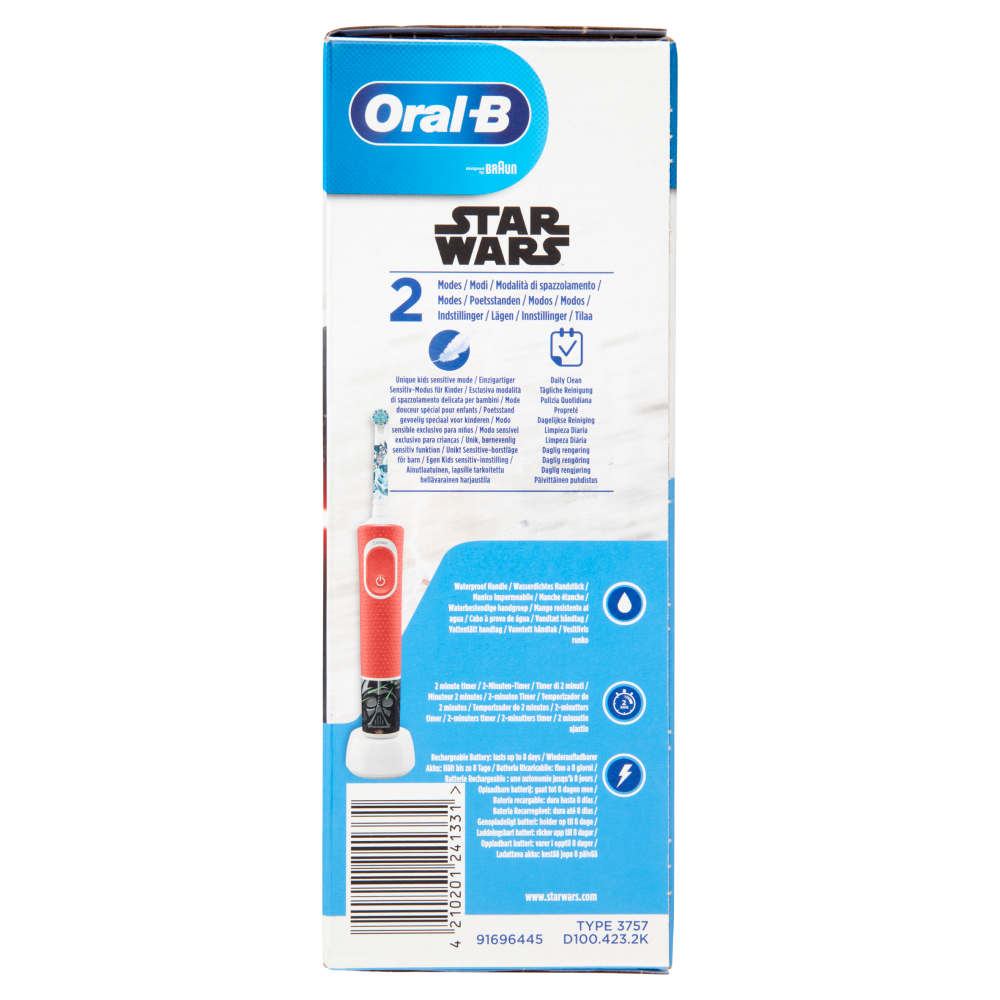 Oral-B Spazzolino Elettrico Denti Ricaricabile Vitality per Bambini Disney StarWars - Kids +3 anni