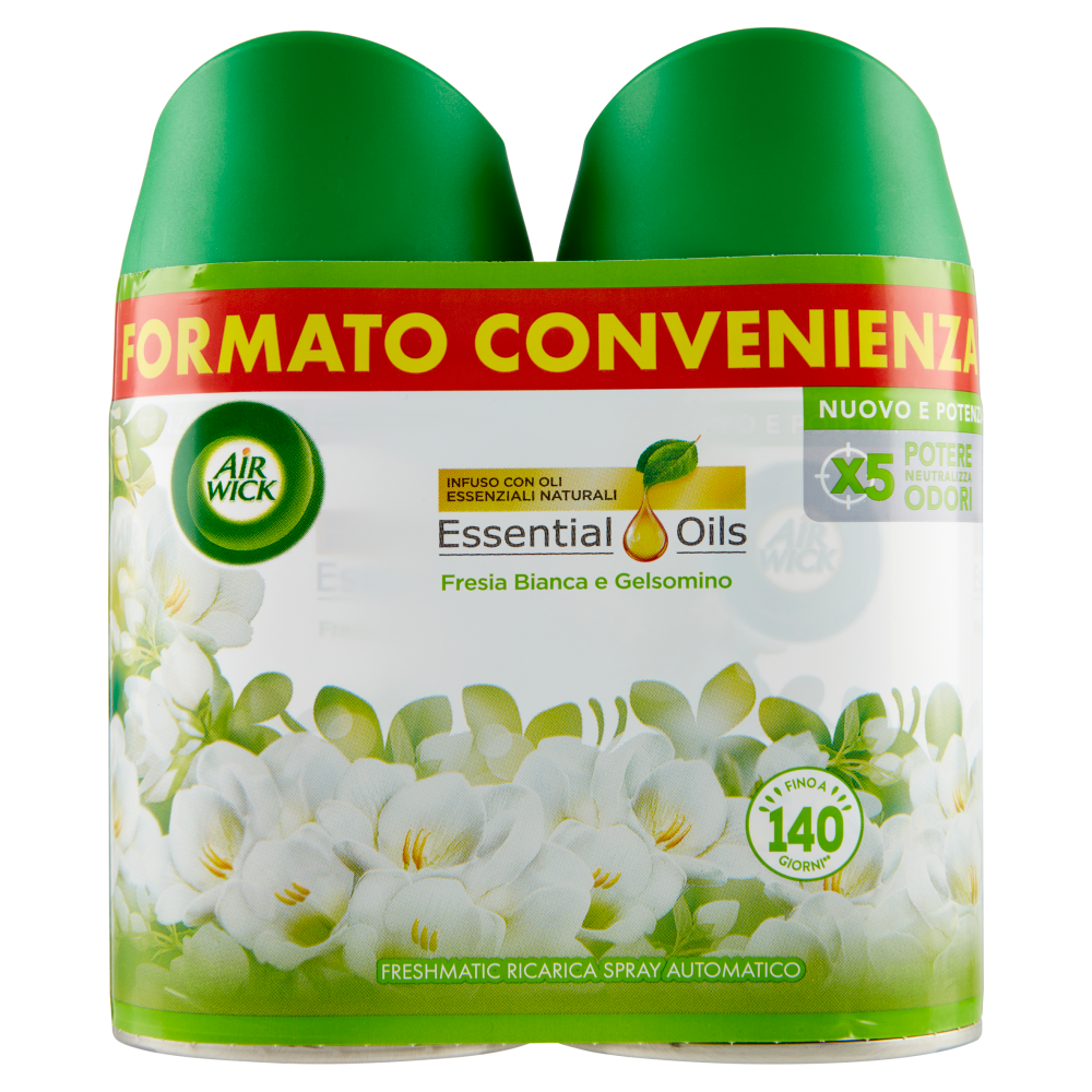 Air Wick Freshmatic Ricarica Bipacco Fresia Bianca e Gelsomino Profumatore per ambiente 2 x 250 ml
