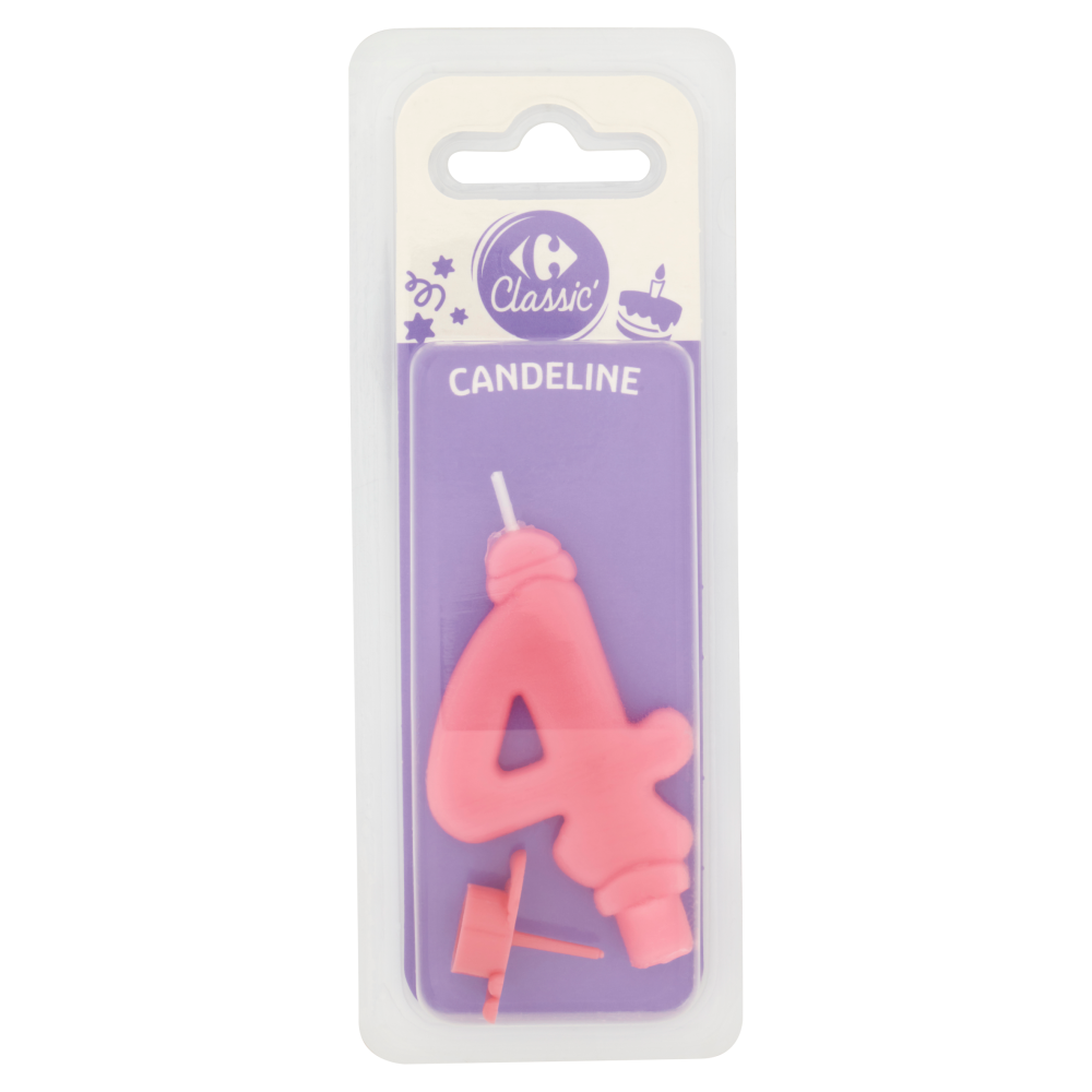 Carrefour Classic Candelina Numero 4 Rosa con supporto