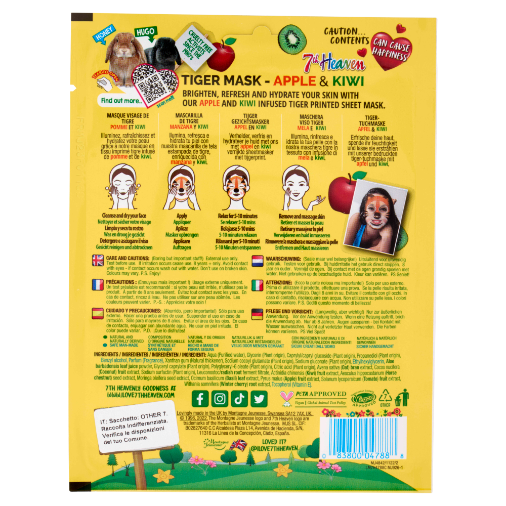 7th Heaven Maschera Viso Tiger Mela e Kiwi 1 pz