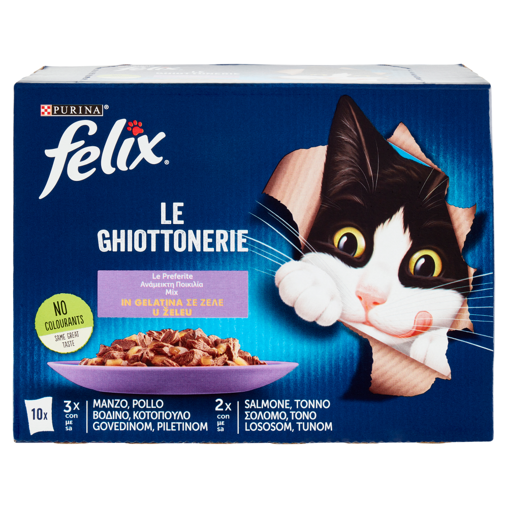 FELIX Le Ghiottonerie le Preferite in Gelatina (Manzo/Pollo & Salmone/Tonno) 10 x 85 g