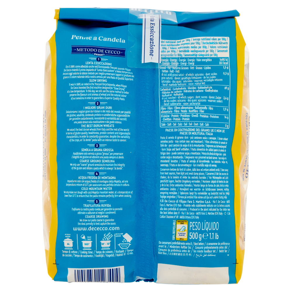 De Cecco Penne a Candela n&deg;340 500 g
